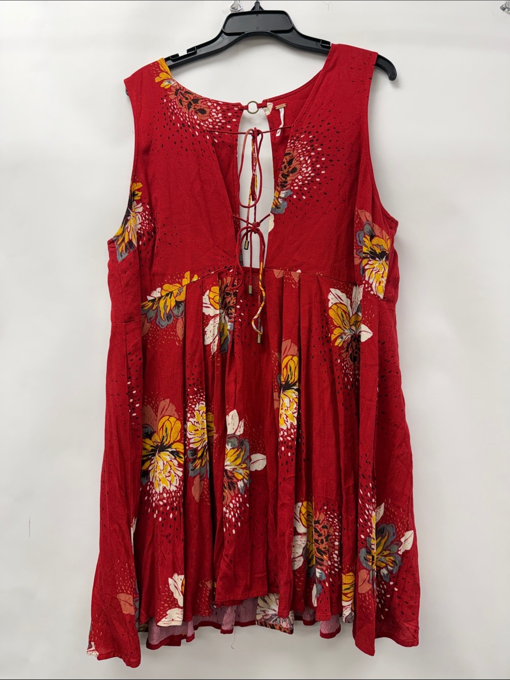 Free People Red Floral Tie-Front Mini Dress - Picture 3 of 4